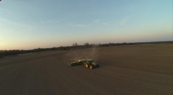 John Deere planter and tractor